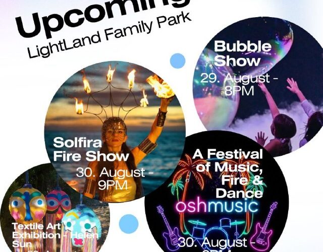Предстоящие события в Парке LightLand в Черногории: шоу огня, мыльных пузырей, текстильного искусства.