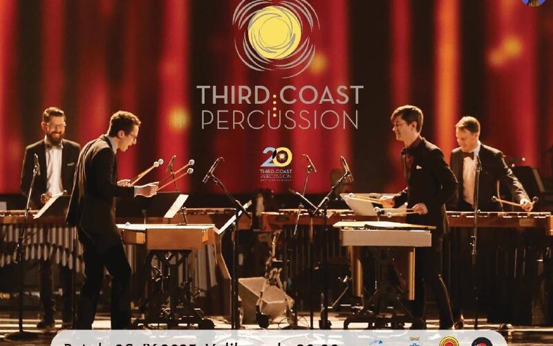 Концерт Third Coast Percussion в Черногории 26 сентября 2025. Музыканты выступают на сцене.