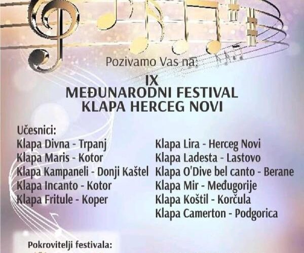 Плакат IX Международного фестиваля калапа в Херцег-Нови, сентябрь 2023, концерты и участники.