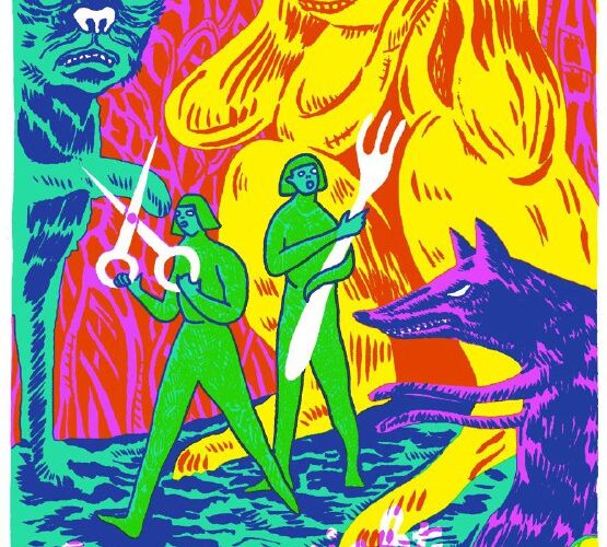 Красочная психоделическая иллюстрация с животными на фоне, связанная с мероприятиями в Черногории.