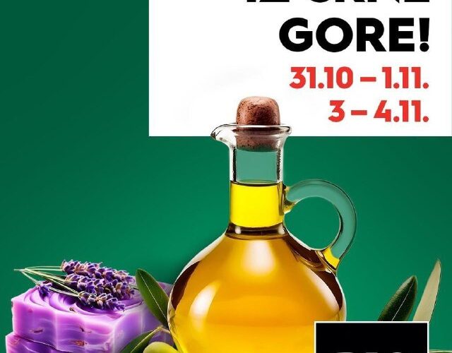 Бутылка масла и мыло с лавандой, приглашение на мероприятие в Черногории 31.10-1.11 и 3-4.11.