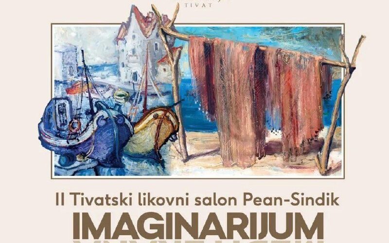 Афиша выставки Имаджинариум в Тивате, Черногория, 1 ноября 2025 года, картины кораблей и моря.