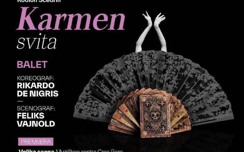 Афиша балета Кармен-сюита в Музыкальном центре Черногории: премьера 21 ноября, 2025 год.