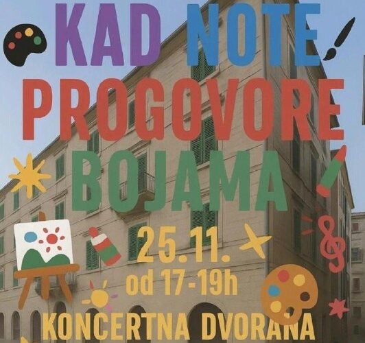 Афиша выставки работ учеников школы Вида Матияна в Которе, Черногория, 25 ноября в 17:00.