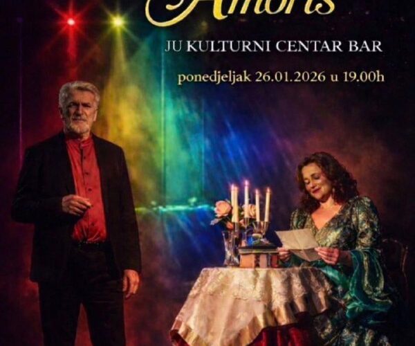 Поэтический музыкальный спектакль Aurora Amoris в культурном центре Бар, Черногория, 26 января 2026.