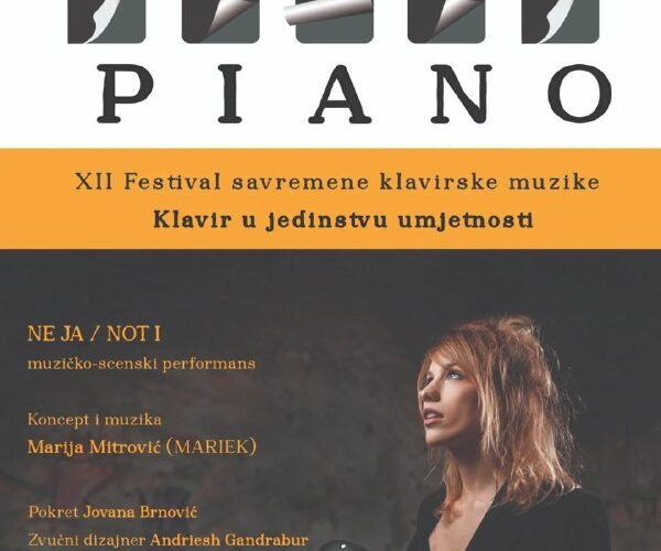 Плакат фестиваля современной клавирной музыки в Черногории Forte Piano 2026, музыкально-сценический спектакль.