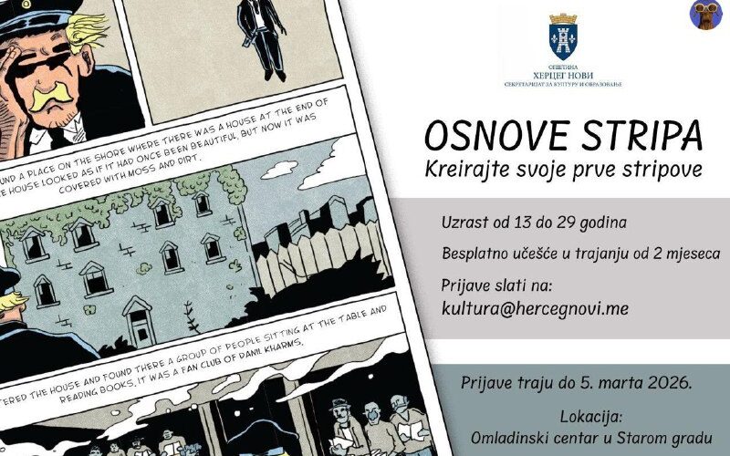 Основы комикса в Черногории: бесплатный курс в Старом Граде, для участников от 13 до 29 лет до марта 2026.