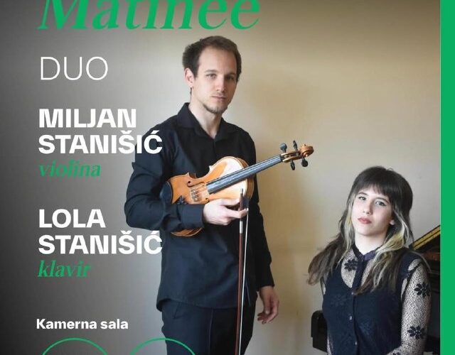 Афиша концерта в Черногории: дуэт скрипки и фортепиано, 8 апреля 2026, вход свободный.