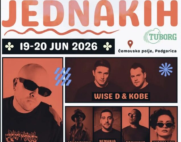 Фестиваль Jednakih в Погорице, Черногория, 19-20 июня 2026 года: выступление Victor Ruiz и Wise D & Kobe. Вход свободный.