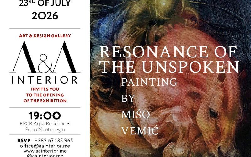 Открытие выставки «Resonance of the Unspoken» художника Мишо Вемича 23 июля 2026 в Черногории.